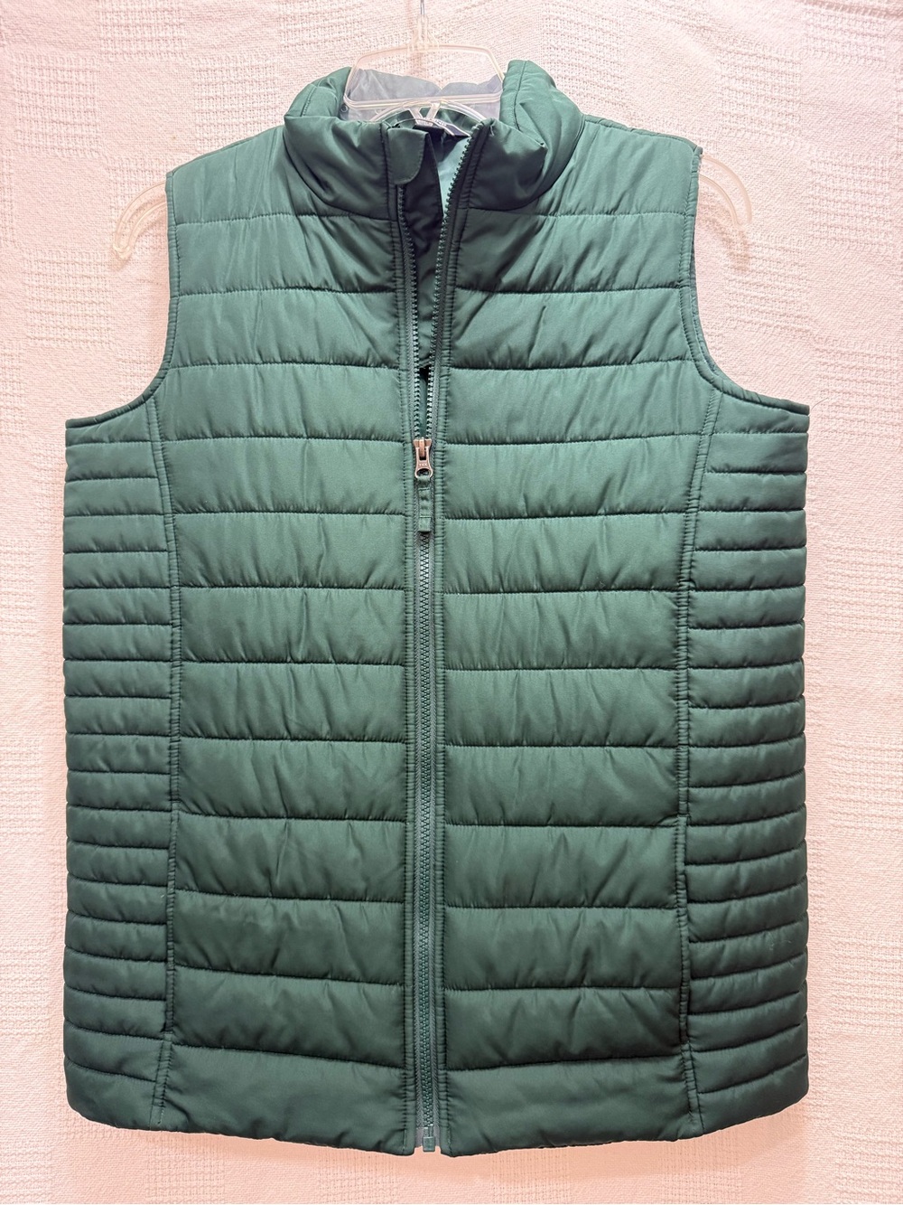 Lands' End Quilted Green Puffer Vest - Full Zip